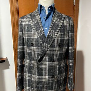 Suitsupply 40R Double Breasted Havana Plaid Flannel Suit